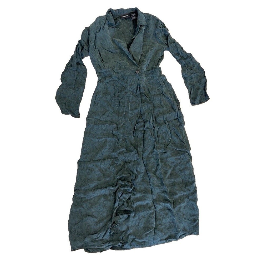 Liz Claiborne Women's 10 Green Jacquard Rayon Maxi Dress 90s Romantic Grunge